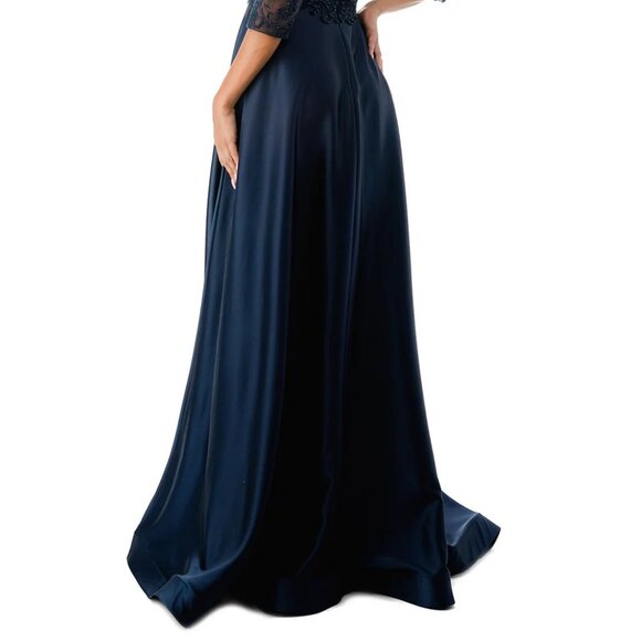 New A-Line MOB Rhinestones Embellished Maxi Gown w/ Sheer 3/4 Sleeves TC M2734F - Picture 8 of 8